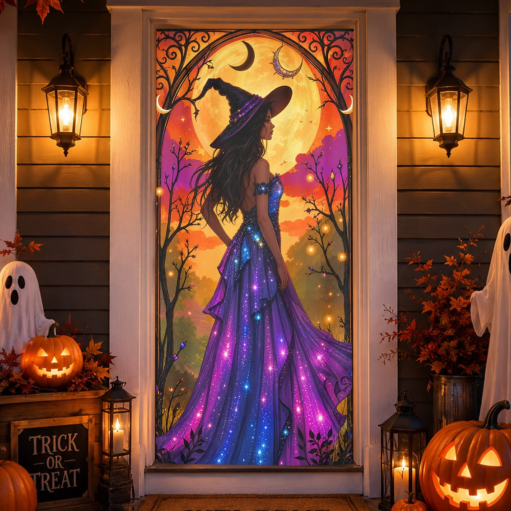Skeleton Banner Halloween Door Cover Gothic Witch Haunted Castle Full
