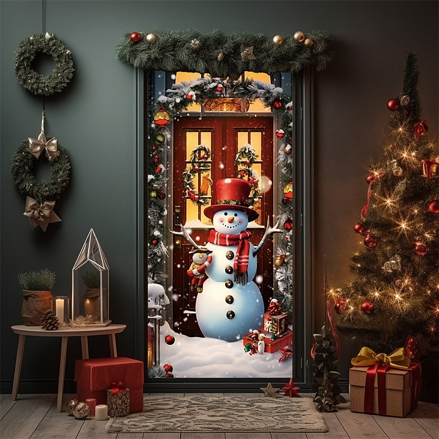 Snowman Christmas Door Cover