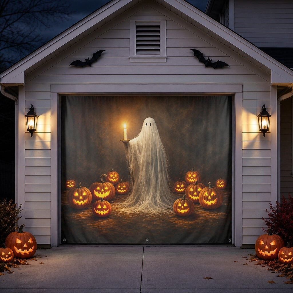Cute Ghosts Witch Hats Halloween Garage Door Cover