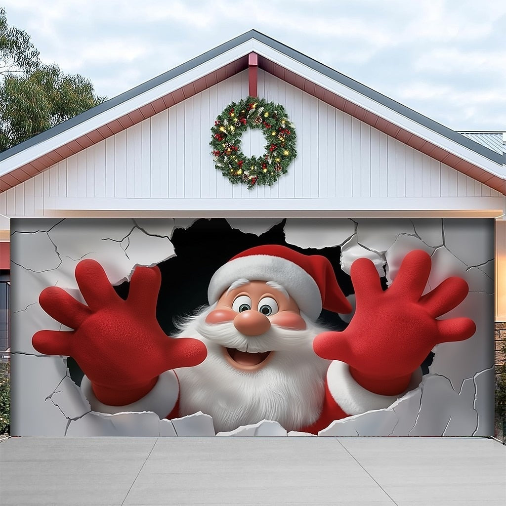 Santa Breakthrough Garage Door Cover
