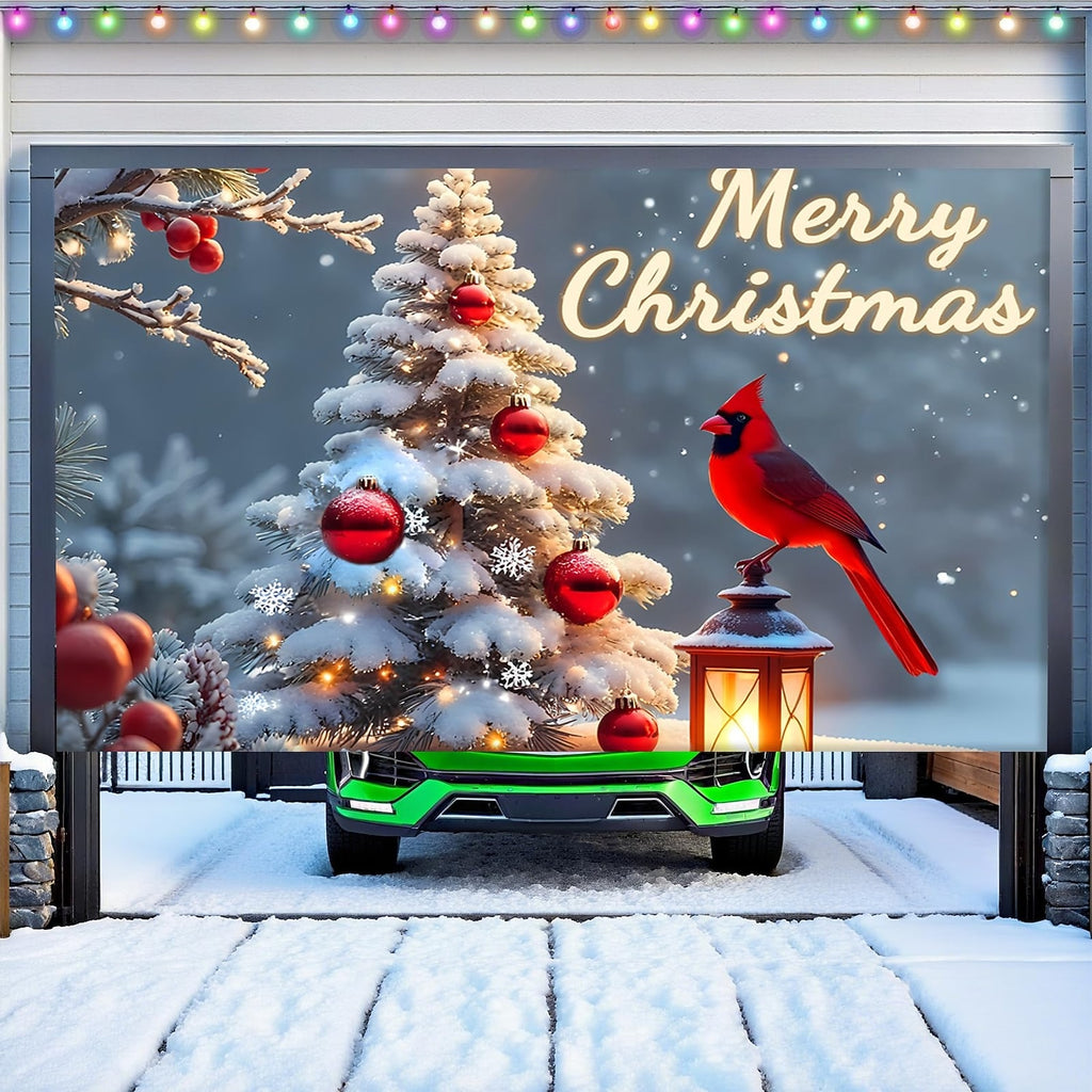 Christmas Cardinal Garage Door Cover