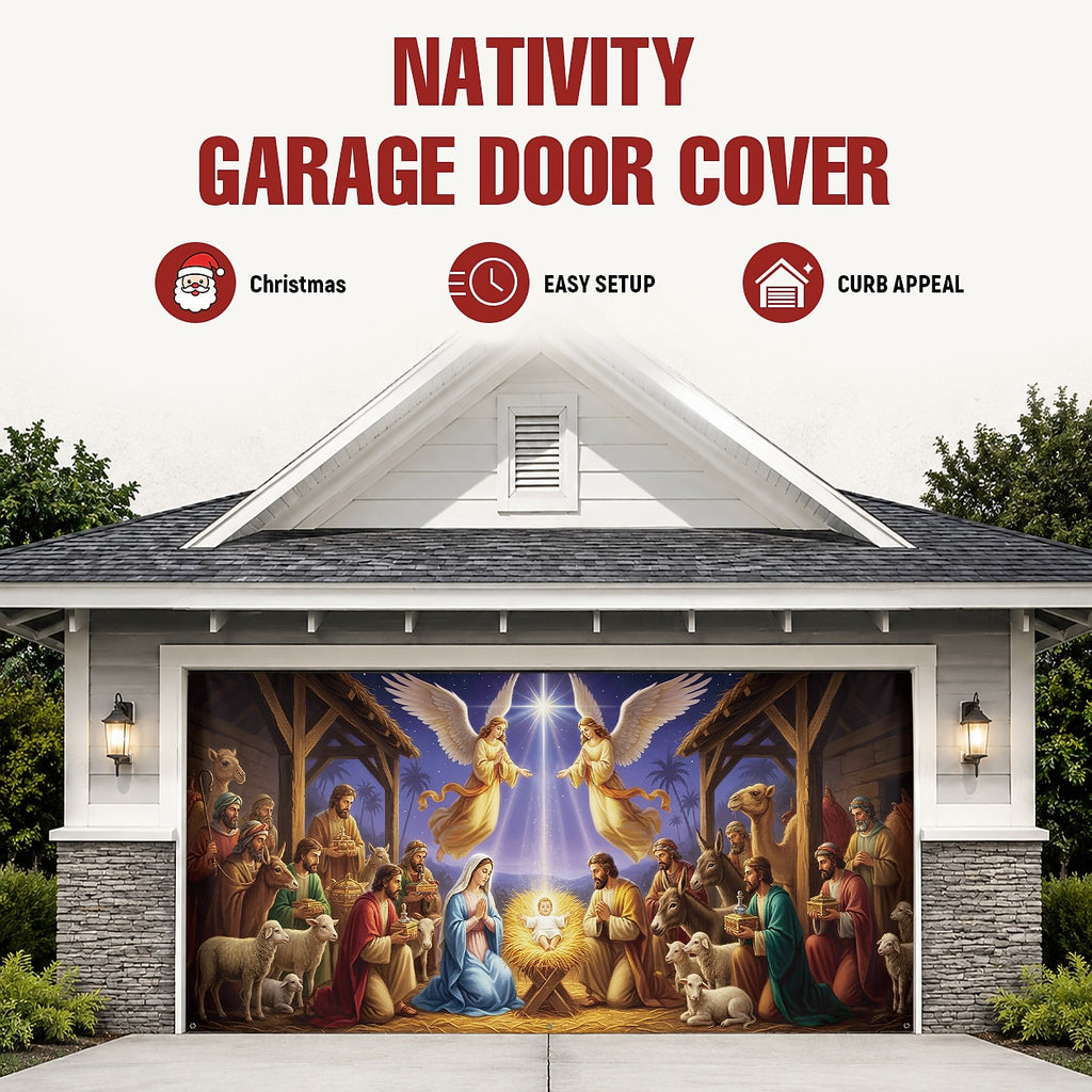 Nativity Christmas Garage Door Cover