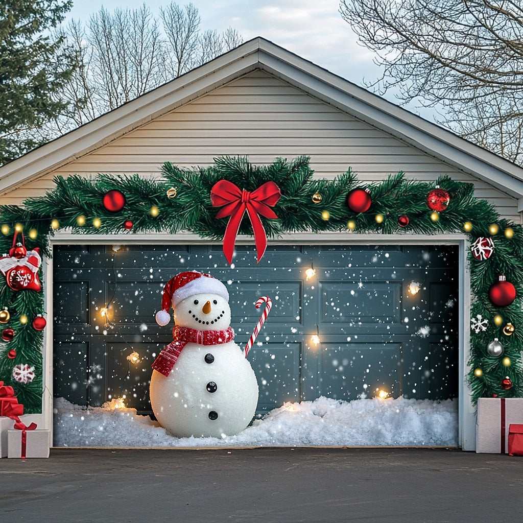 Snowman Christmas Garage Door Cover