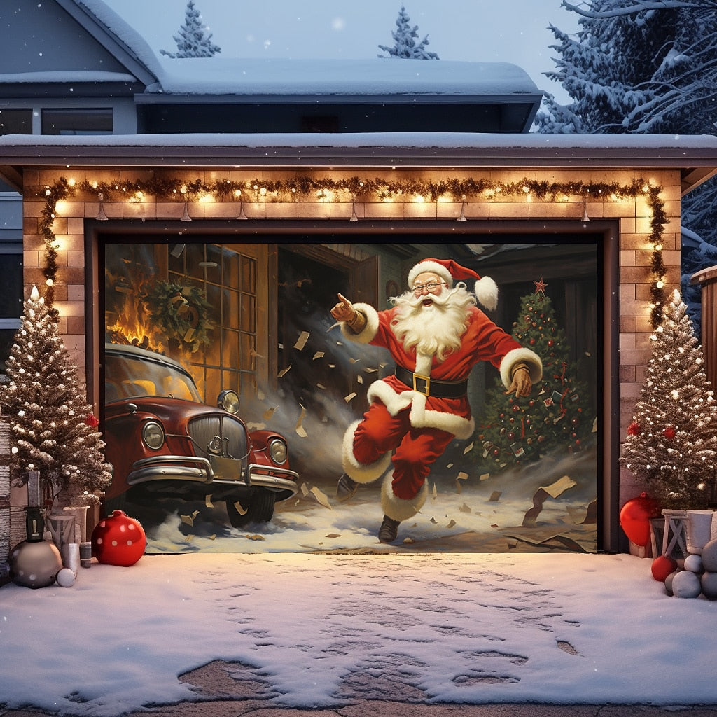 Santa & Snowman Garage Door Cover