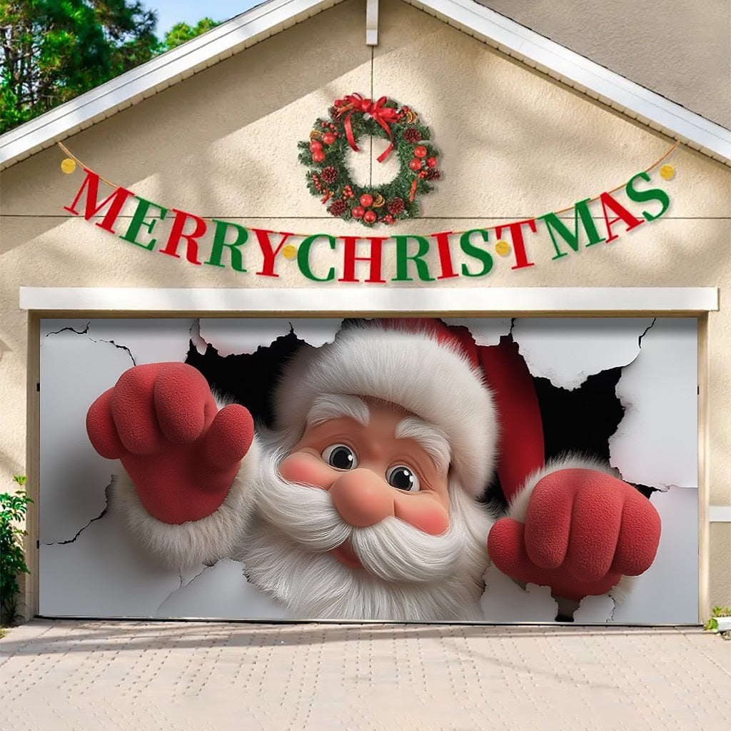 Santa Breakthrough Garage Door Cover
