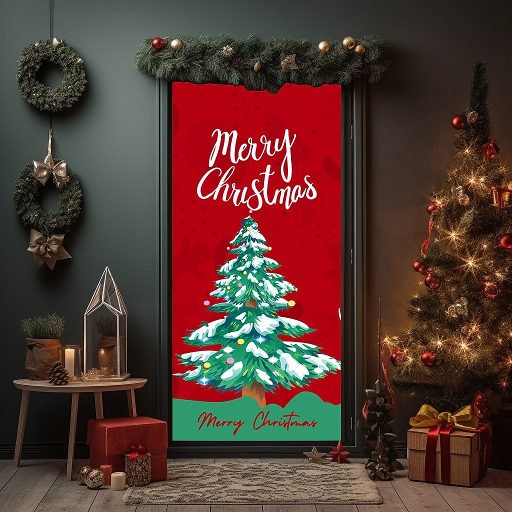 Festive Ornaments Christmas Door Cover