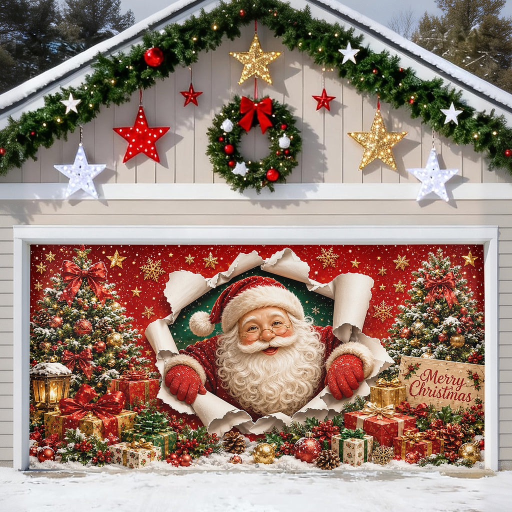 Santa with Gifts Garage Door Cover