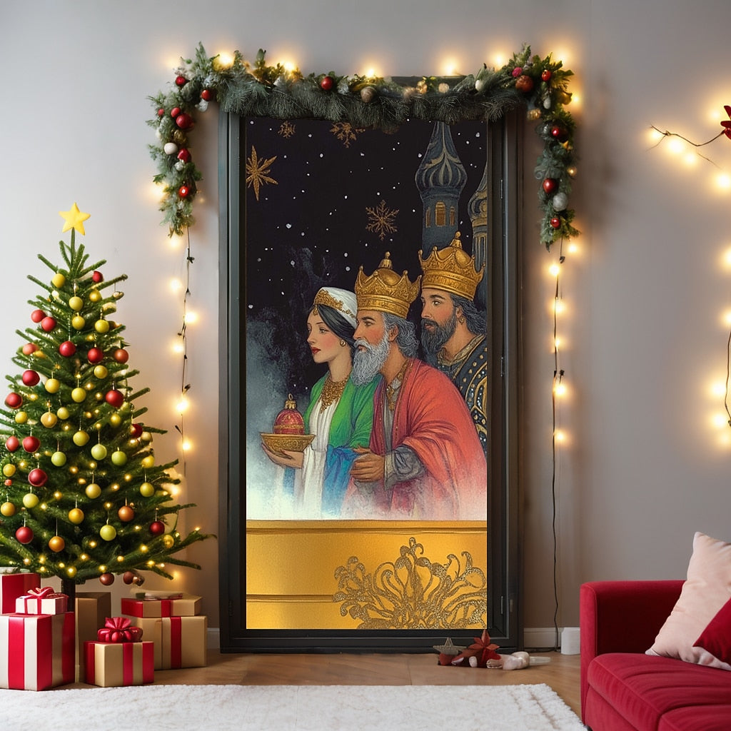 Nativity Scene Christmas Door Cover