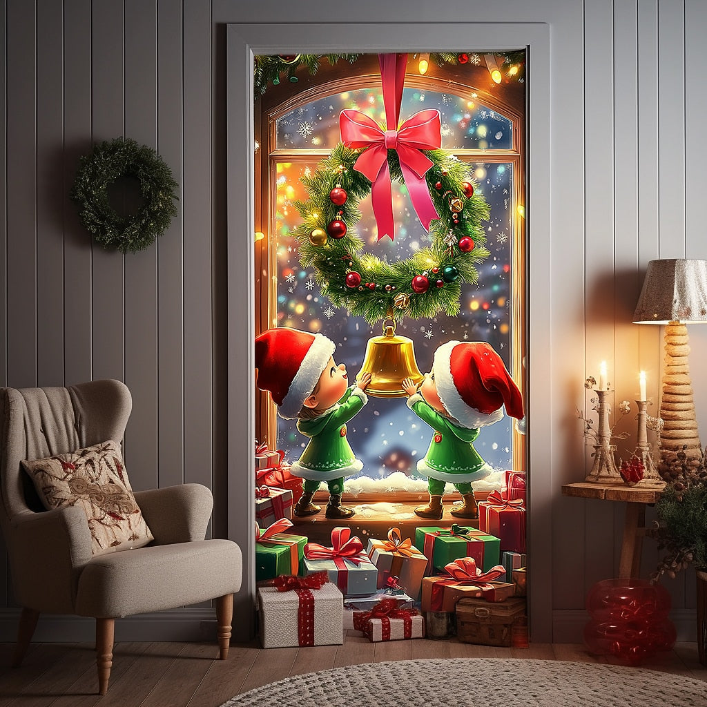 Joy Elf Christmas Door Cover