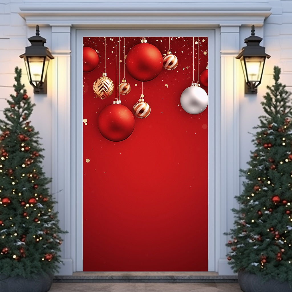 Festive Ornaments Christmas Door Cover