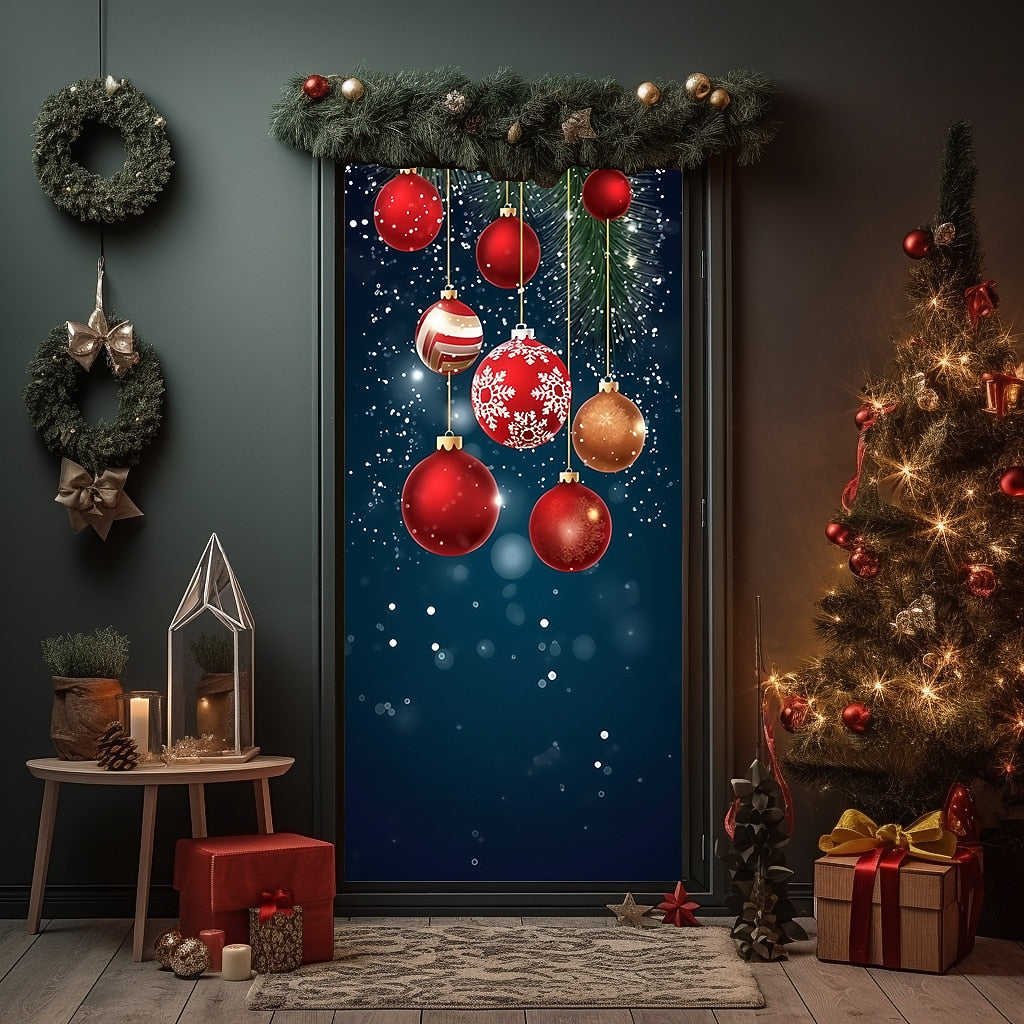 Festive Ornaments Christmas Door Cover