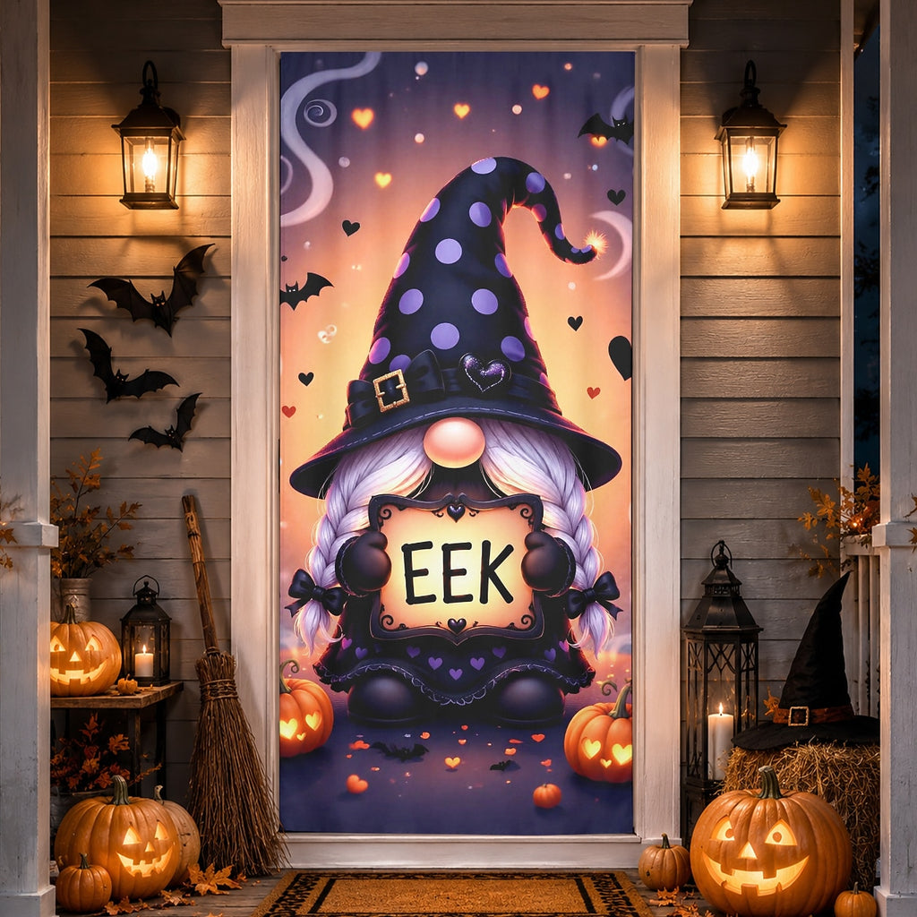Gnome Boo Witch Pumpkin Banner Halloween Door Cover
