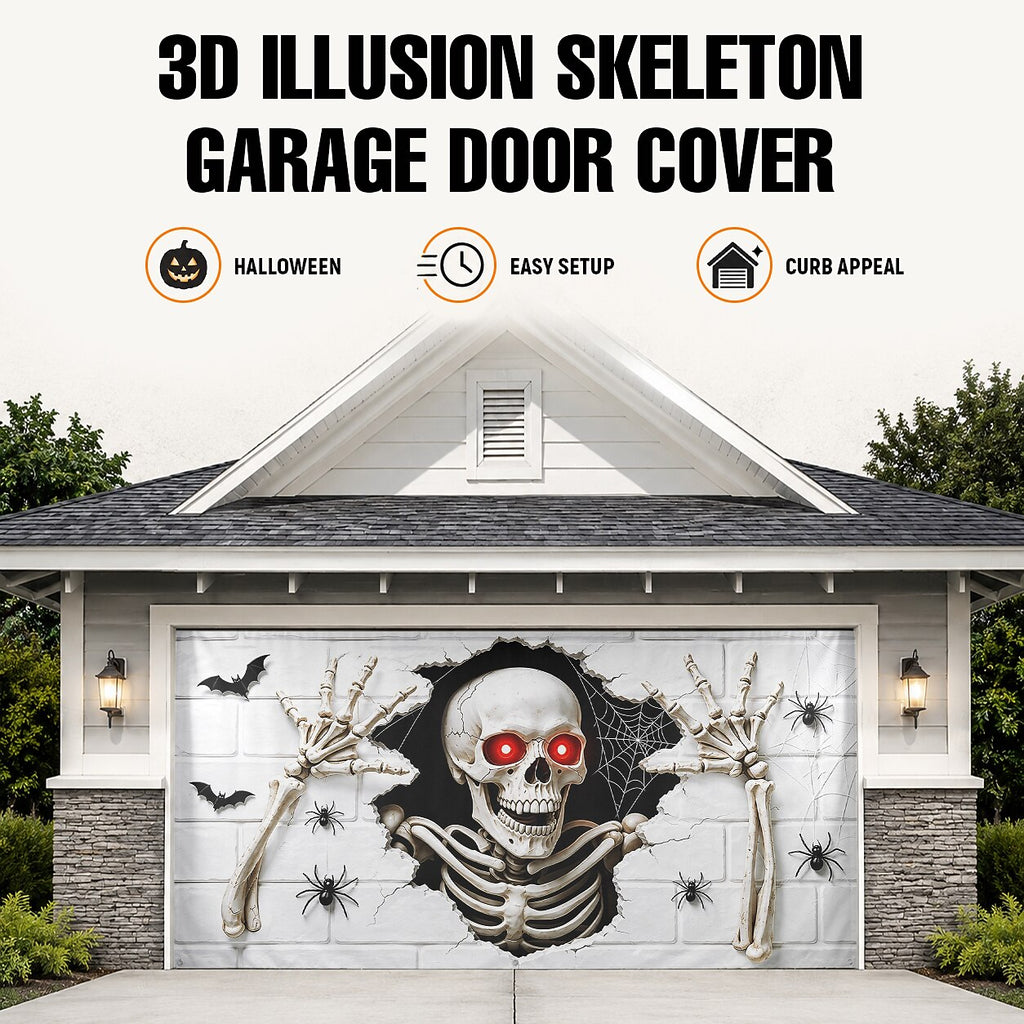 Halloween Skeleton Reaching Hands Garage Door Cover