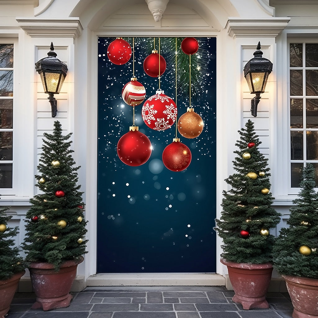 Festive Ornaments Christmas Door Cover