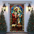 Stained Glass Holy Family Nativity Scene Christmas Door Cover