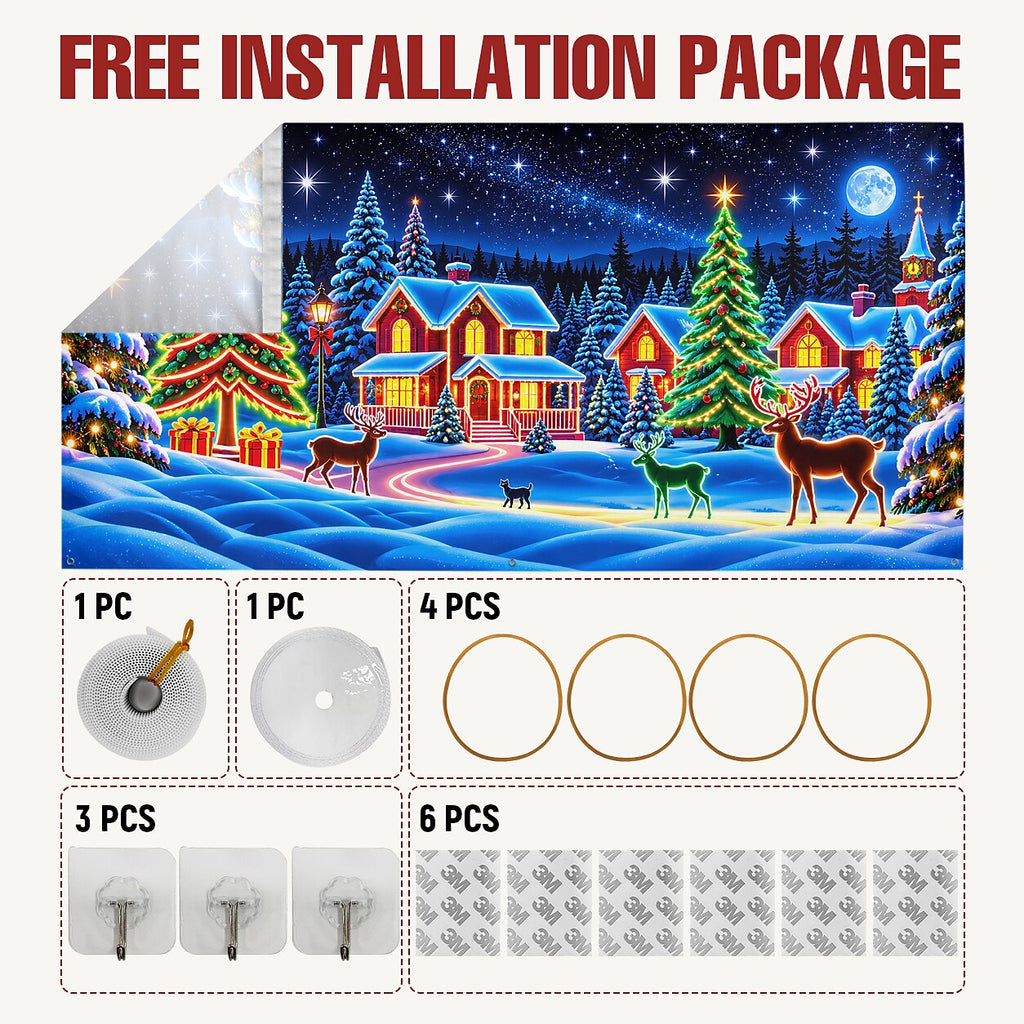 Blacklight Christmas Garage Cover UV Reactive Christmas Village