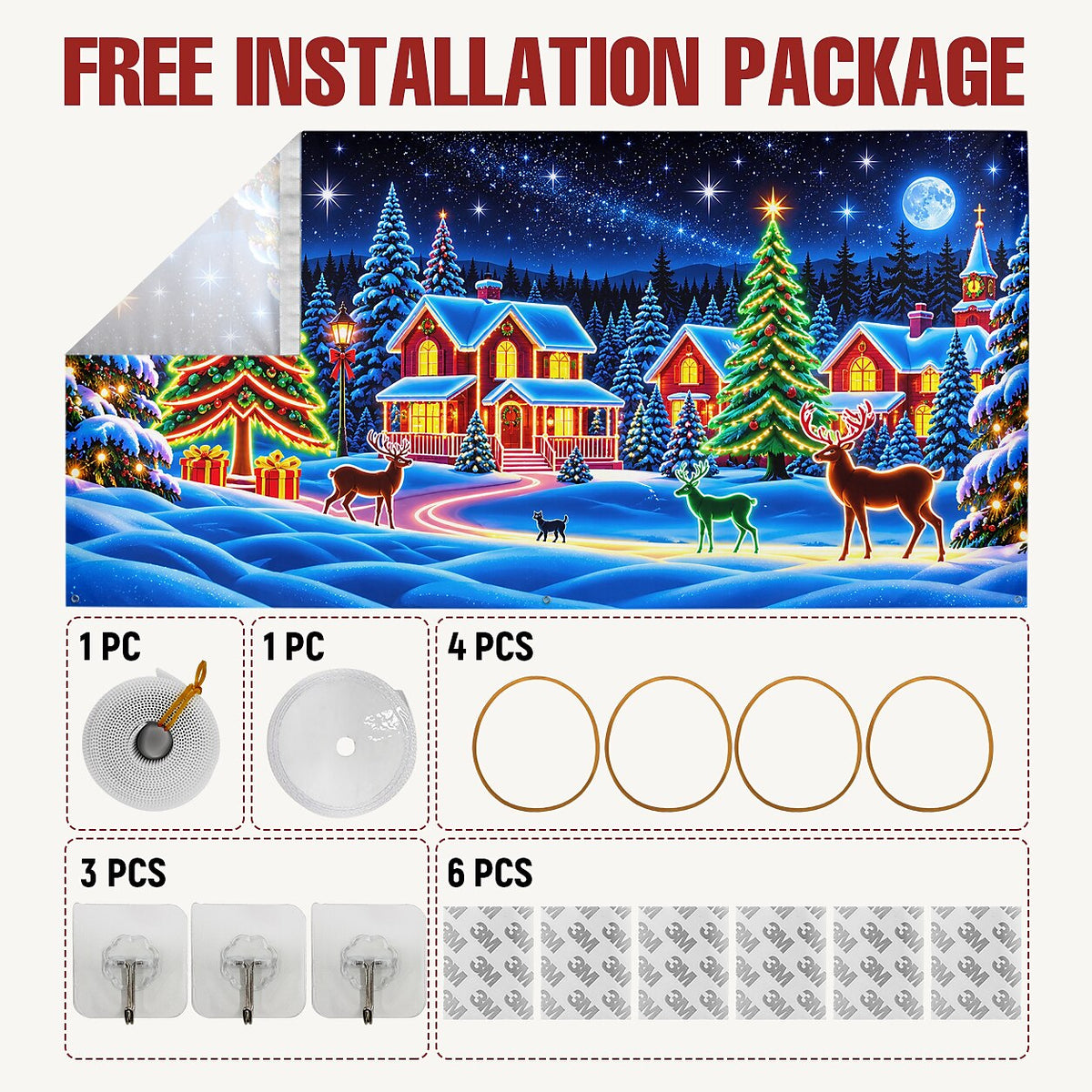 Blacklight Christmas Garage Cover UV Reactive Christmas Village