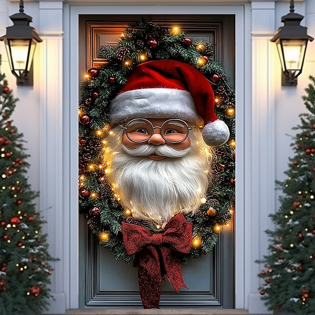 Santa Claus & Garland Christmas Door Cover
