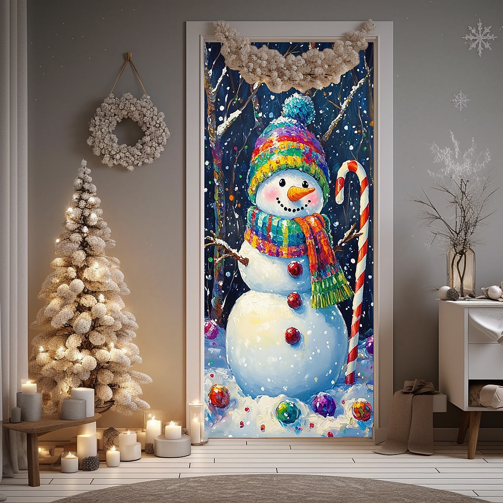 Snowman Hot Chocolate Christmas Door Cover