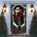 Santa Breaking Through Wall Christmas Door Cover