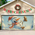 Snowman & Birds Garage Door Cover