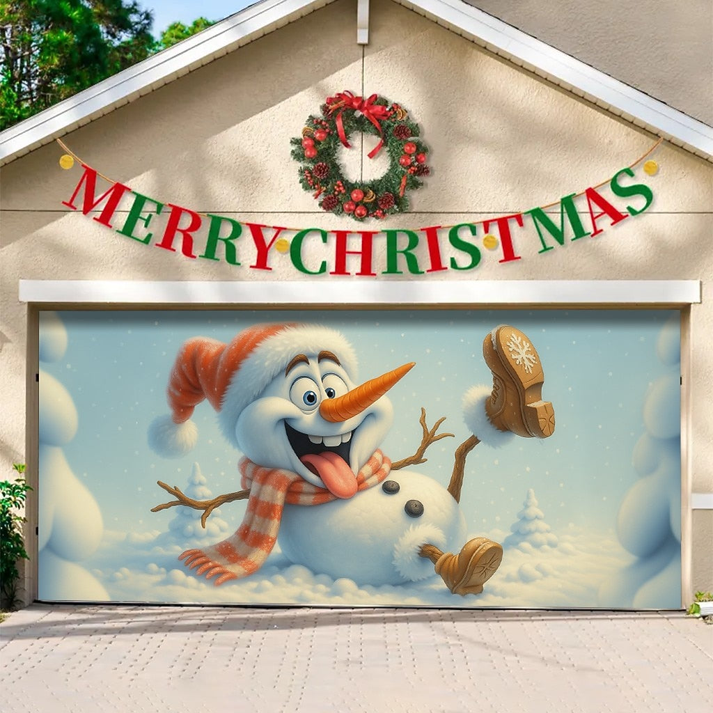 Snowman & Birds Garage Door Cover