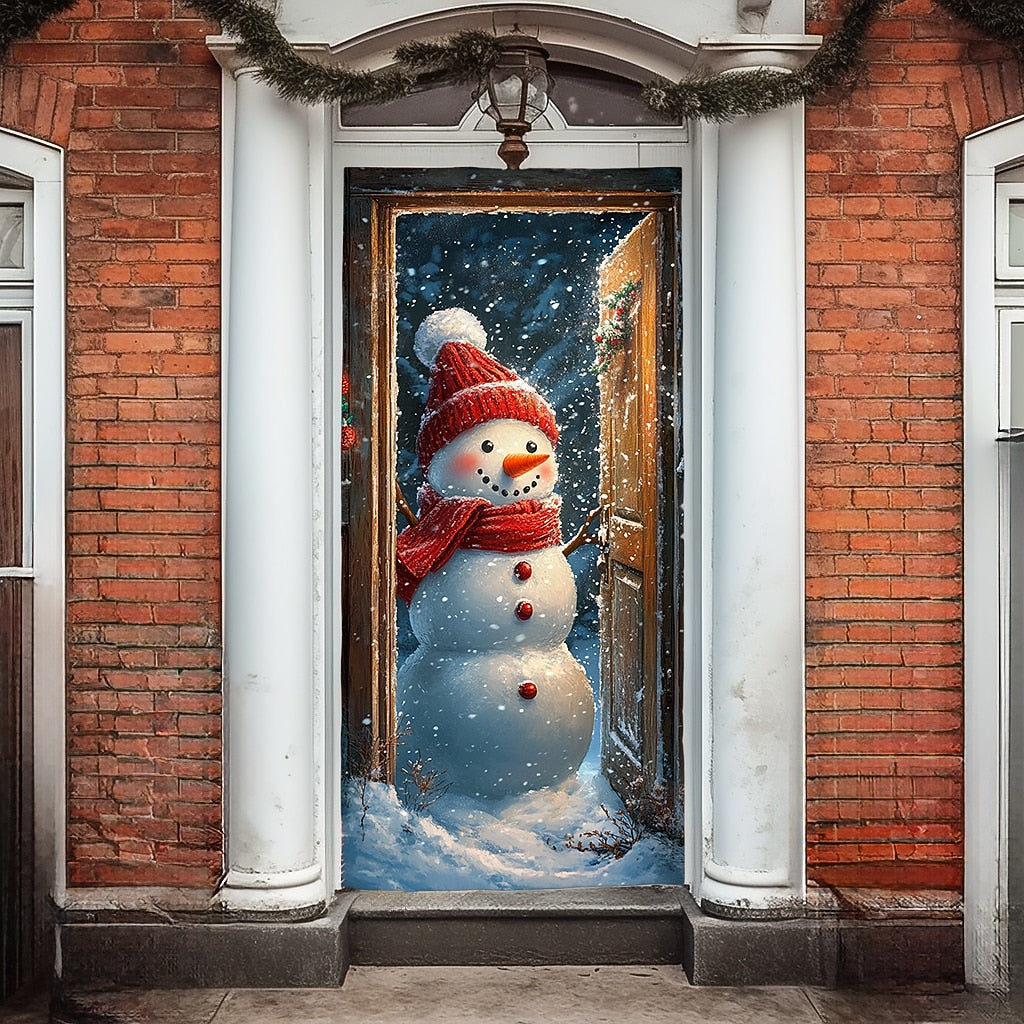 Snowman Christmas Door Cover