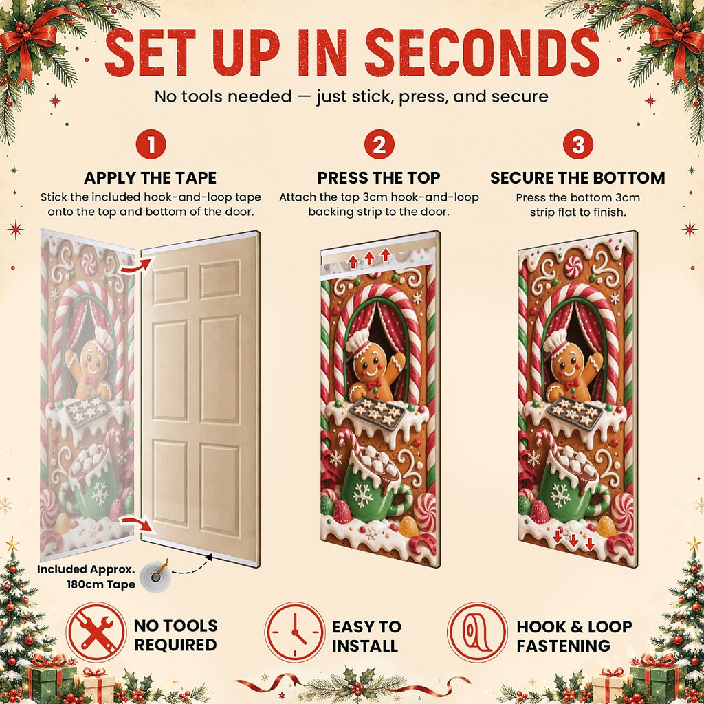 Nutcracker & Candy Cane Christmas Door Cover