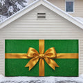 Christmas Garage Cover 3D Green Gift Box & Gold Bow