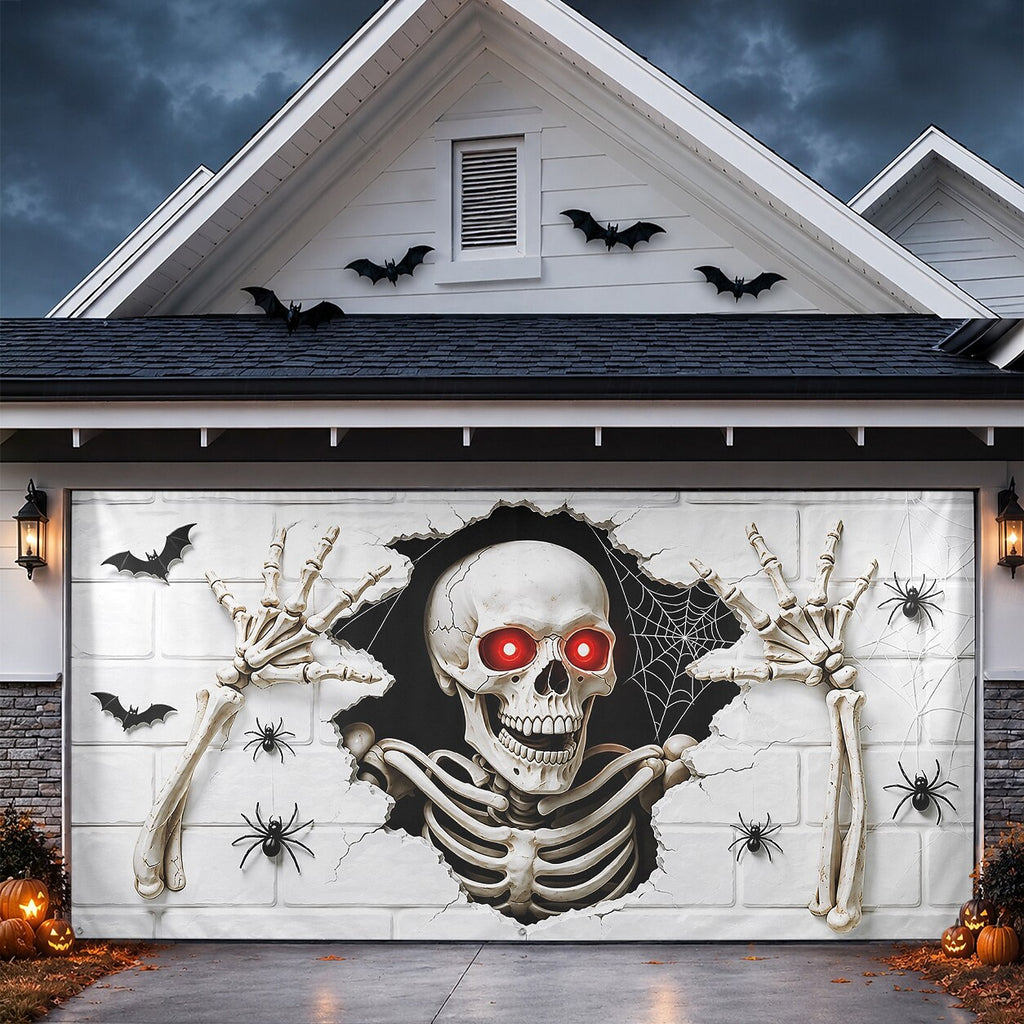 Halloween Skeleton Reaching Hands Garage Door Cover