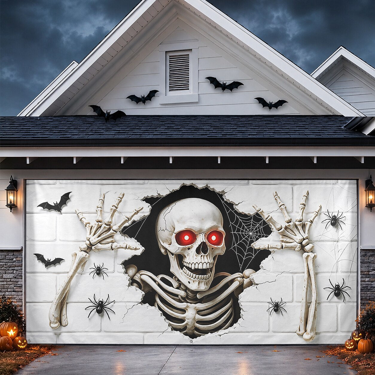 Halloween Skeleton Reaching Hands Garage Door Cover