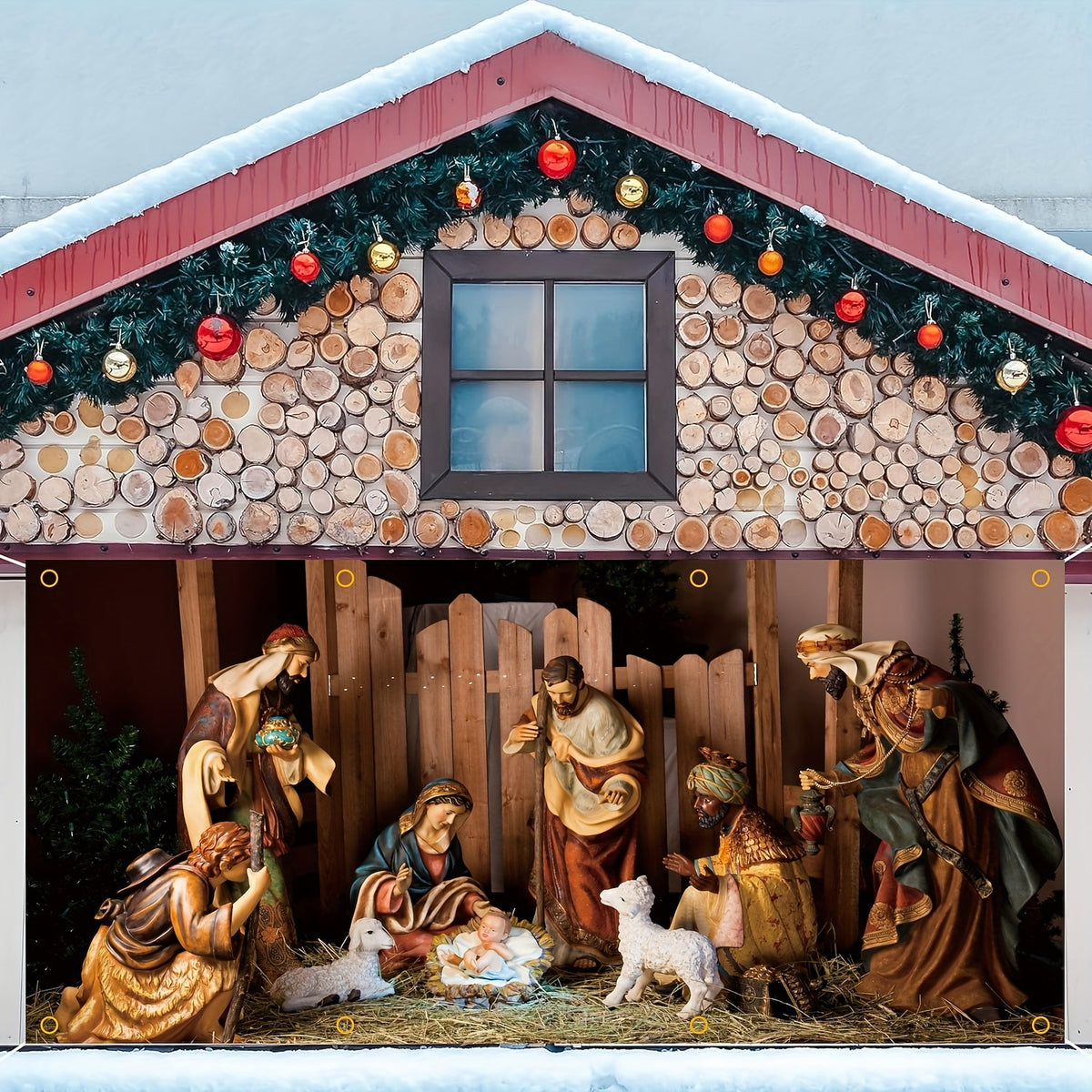 Nativity Christmas Garage Door Cover