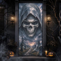 Grim Reaper Skull Haunted Graveyard Door Banner Halloween Door Cover