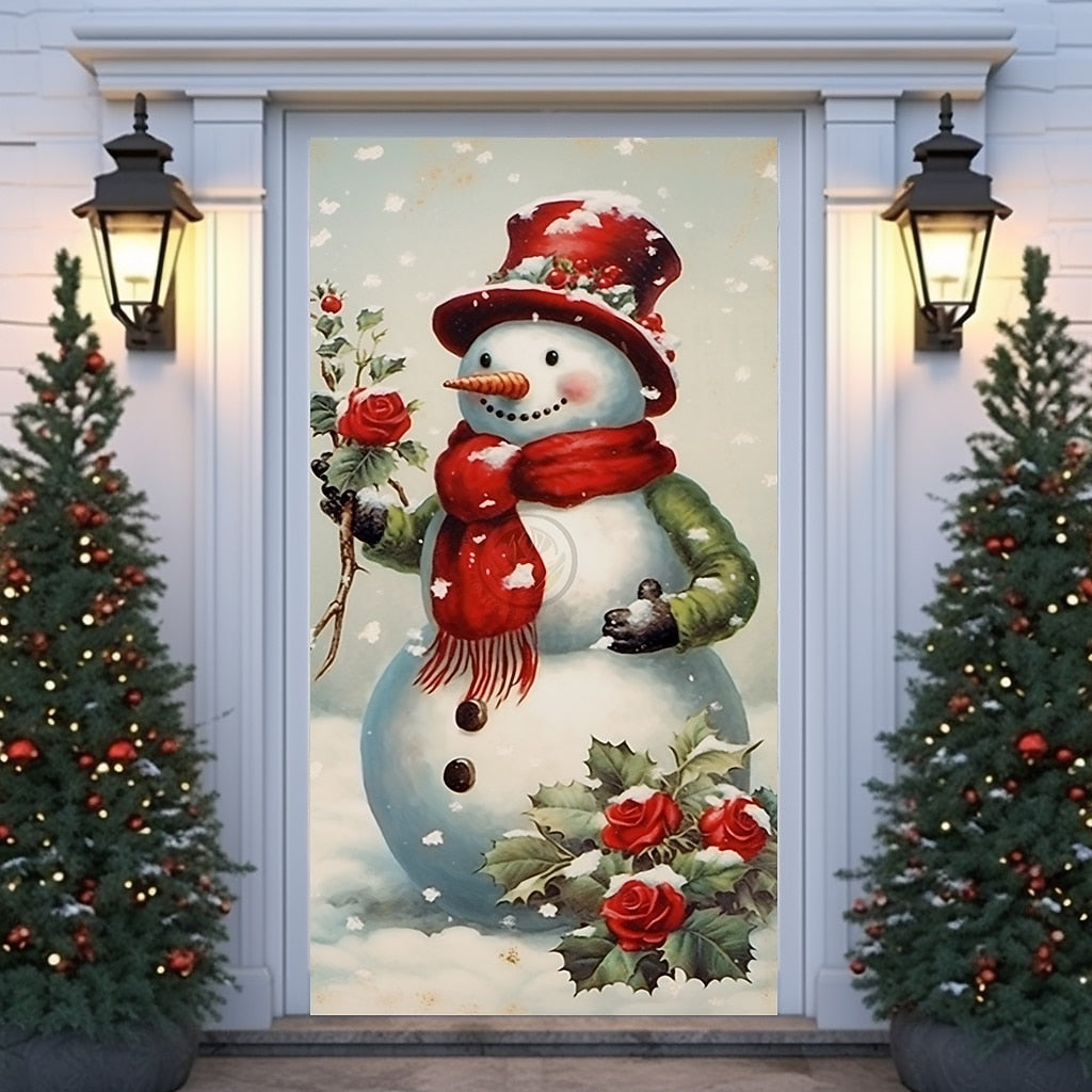 Snowman Hot Chocolate Christmas Door Cover