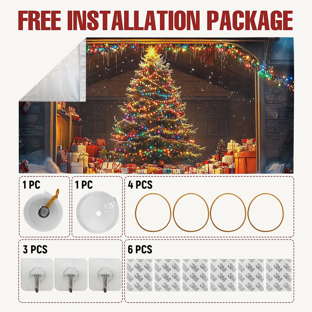 Farmhouse Christmas Tree Garage Door Cover
