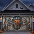 Halloween Pumpkin Skeleton Garage Door Cover
