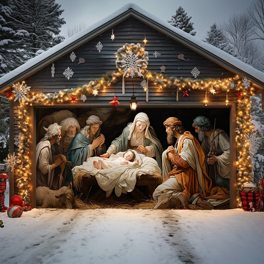 Nativity Door Scene Garage Door Cover