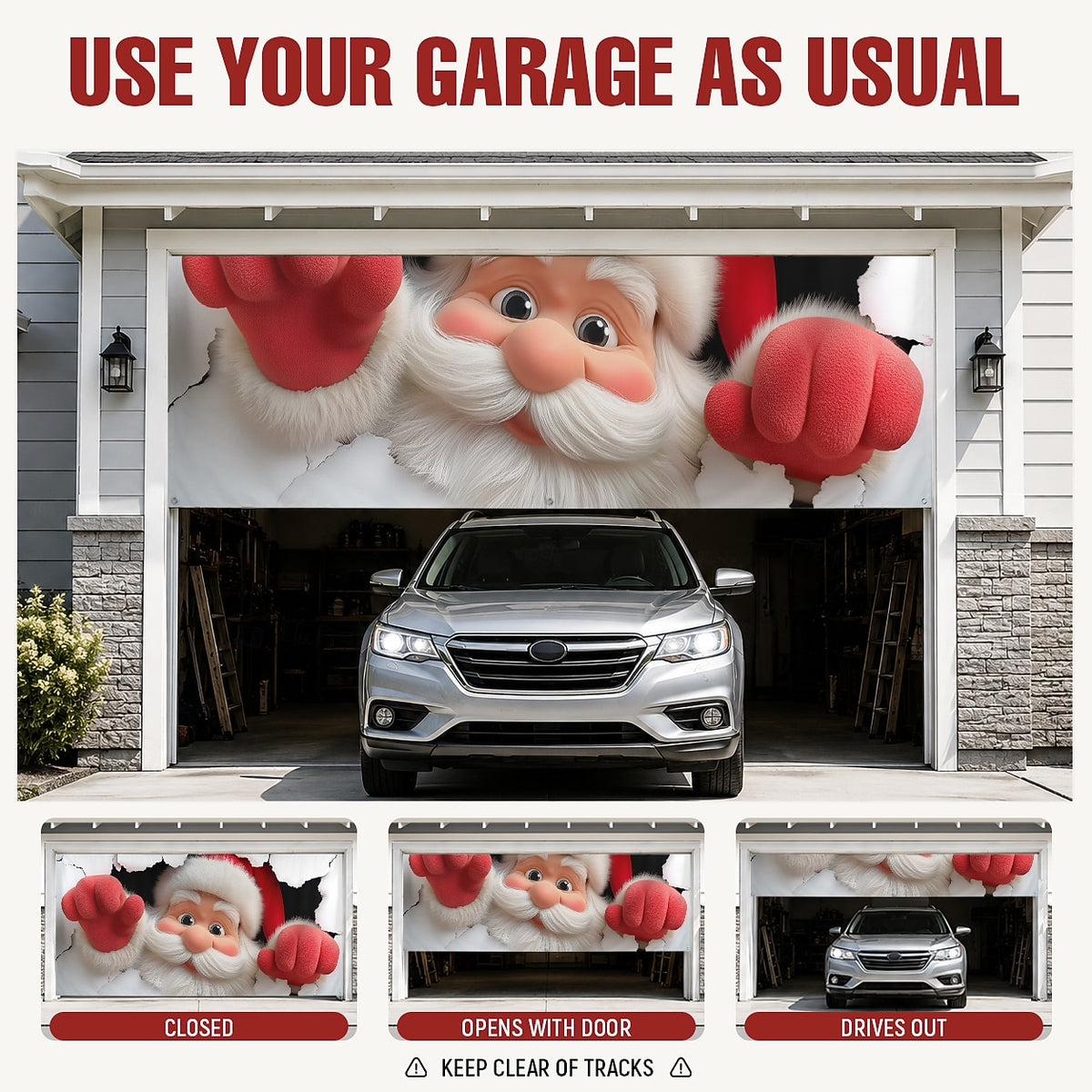 Santa by the Wall Garage Door Cover
