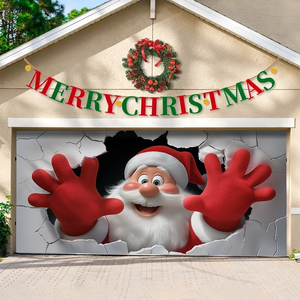 Santa Breakthrough Garage Door Cover
