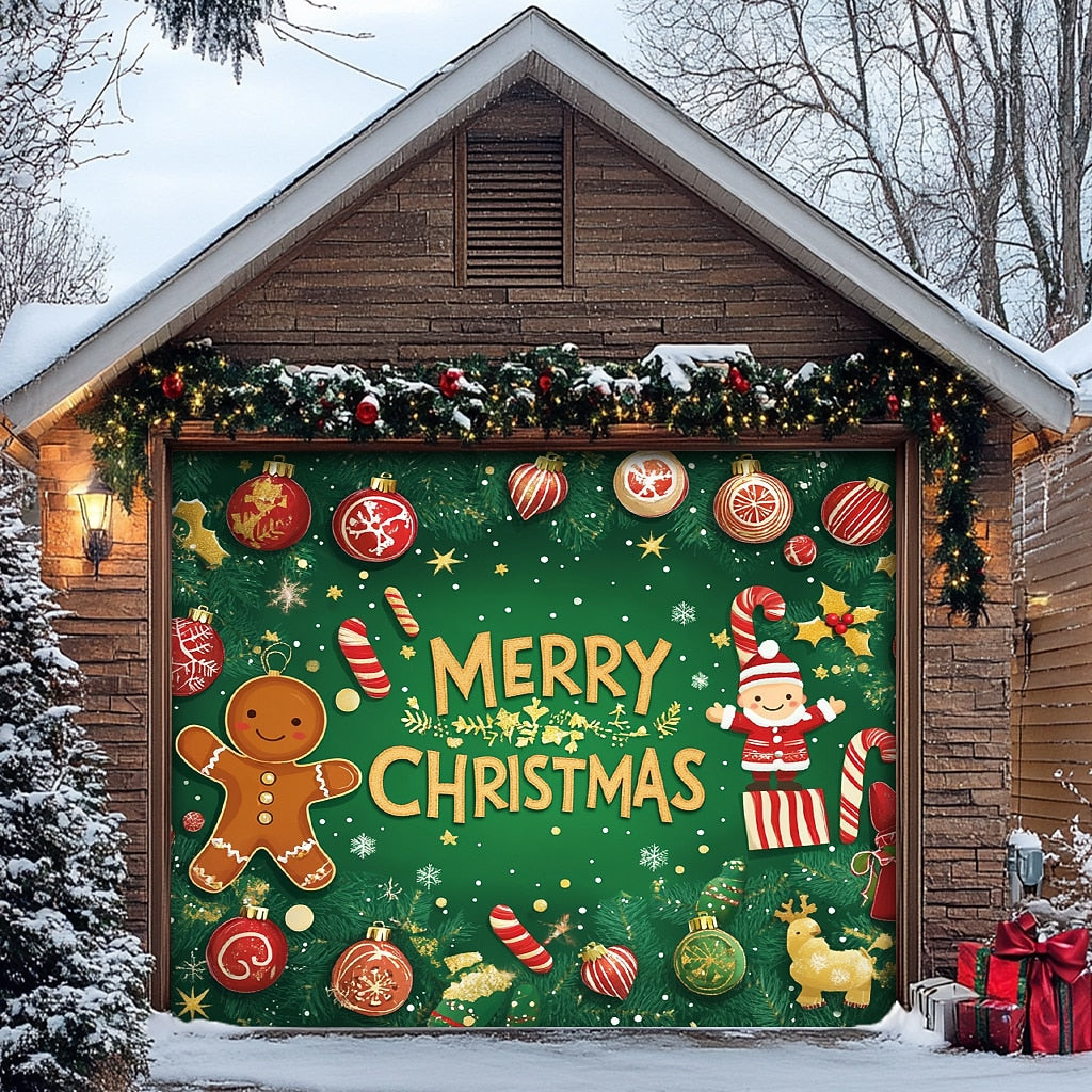 Merry Christmas Garage Door Cover
