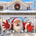 Christmas Garage Cover 3D Santa Breaking Through