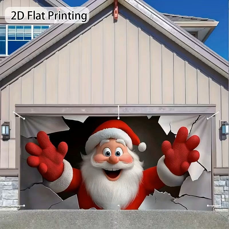 Santa Breakthrough Garage Door Cover