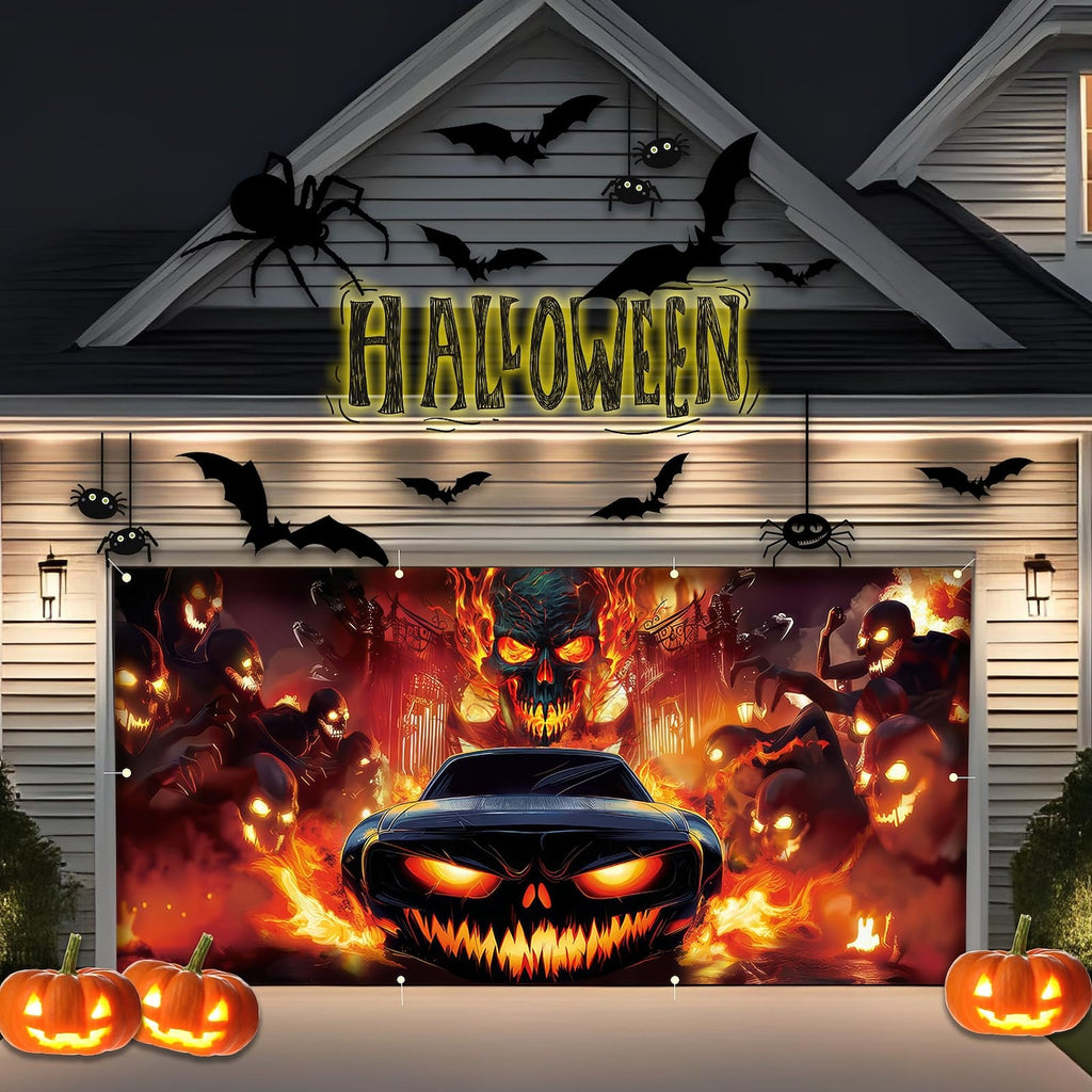 Pumpkin & Grim Reaper | Halloween Garage Door Banner Cover