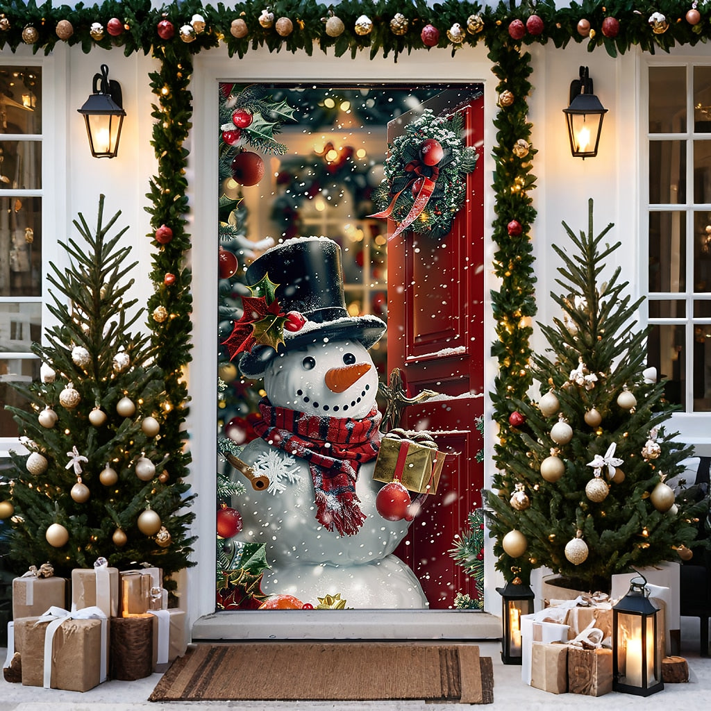 Snowman Christmas Door Cover