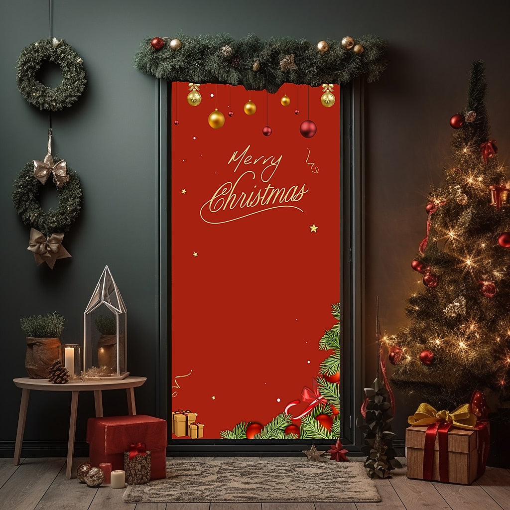 Festive Ornaments Christmas Door Cover