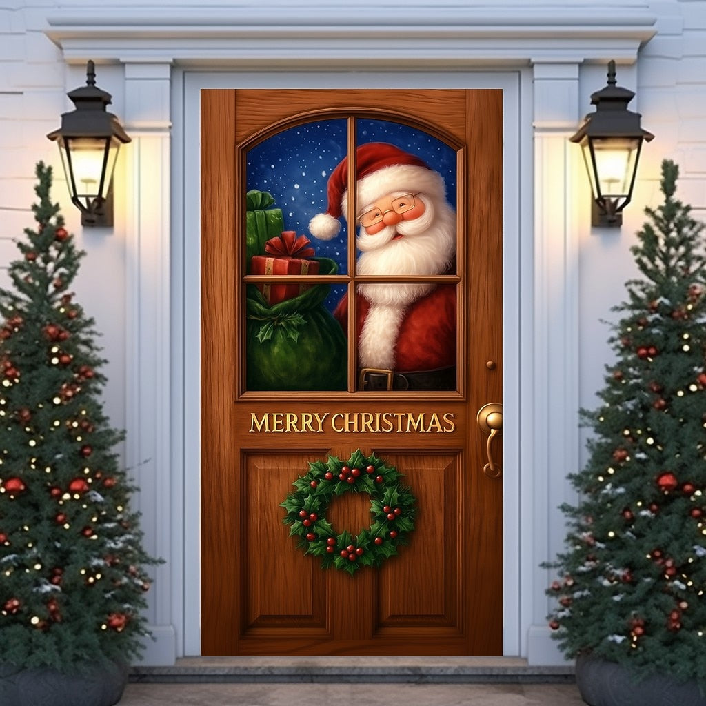 Santa Claus with Gift Sack Christmas Door Cover
