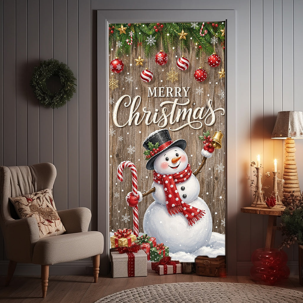 Snowman Let It Snow & Snowflakes Christmas Door Cover