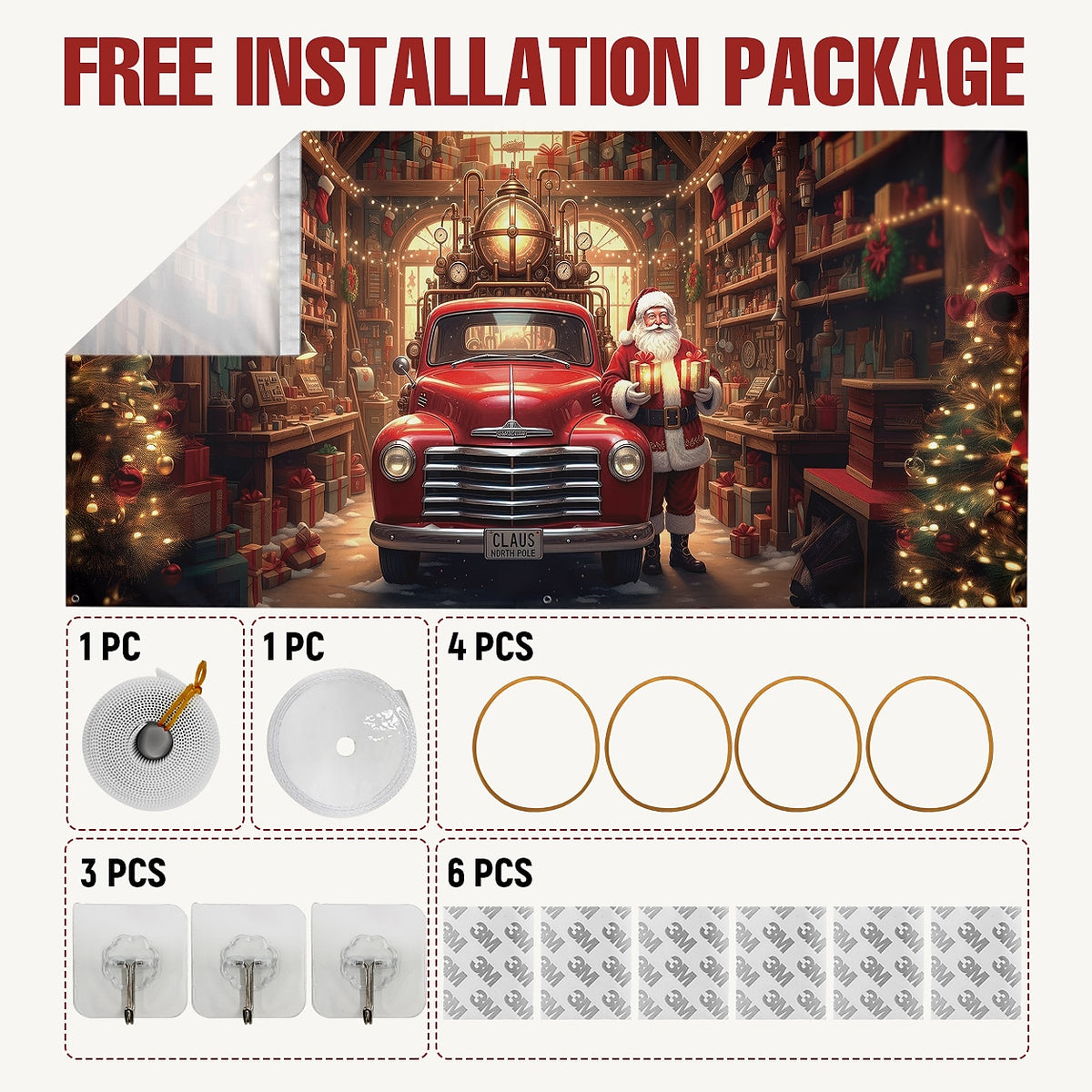 Santa Christmas House Garage Door Cover