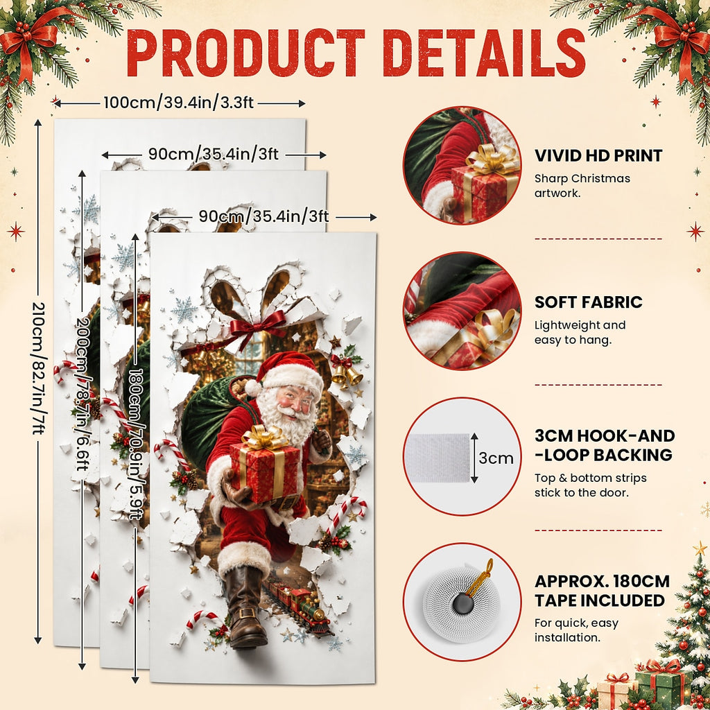 Vintage Santa Claus Christmas Door Cover