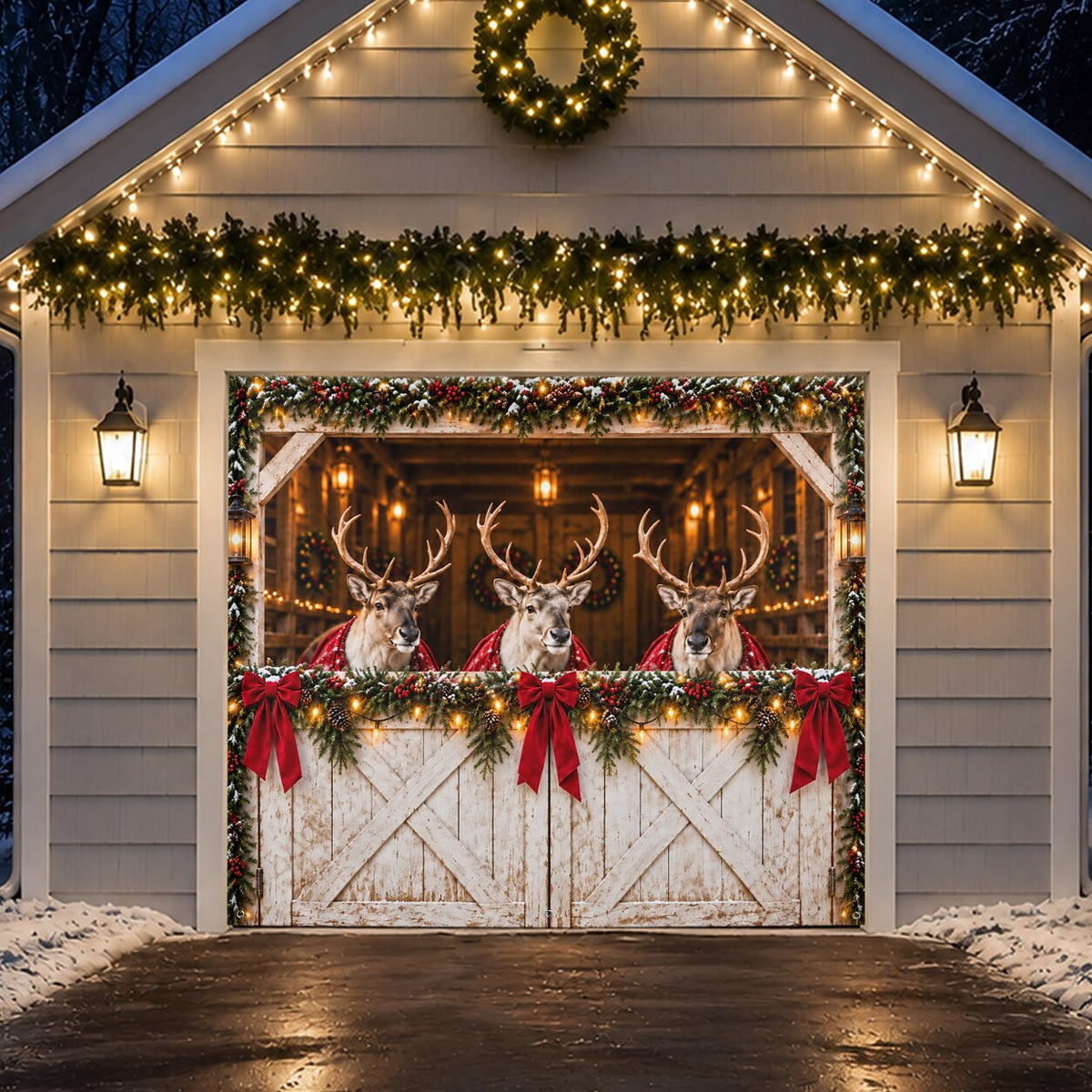 3D Breaking Santa Christmas Garage Banner